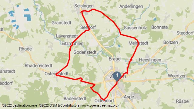 Tourenkarte: Zevener Mühlen-Route 