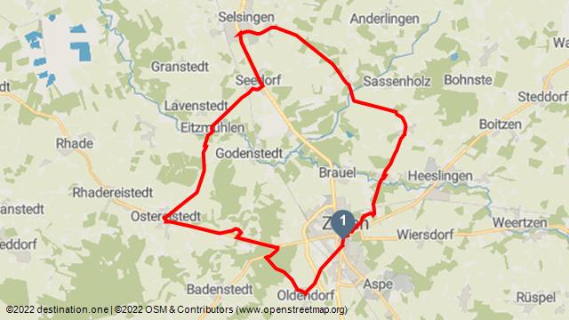 Tourenkarte: Zevener Mühlen-Route 