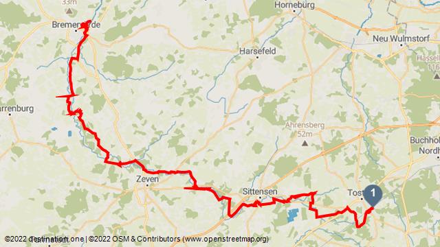 Tourenkarte: Oste-Radweg (79 km)