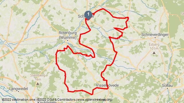 Tourenkarte: Südschleife - Rennradtour bei Scheeßel