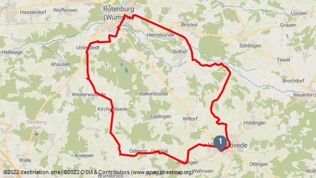 Tourenkarte: Südschleifchen - Rennradtour bei Visselhövede