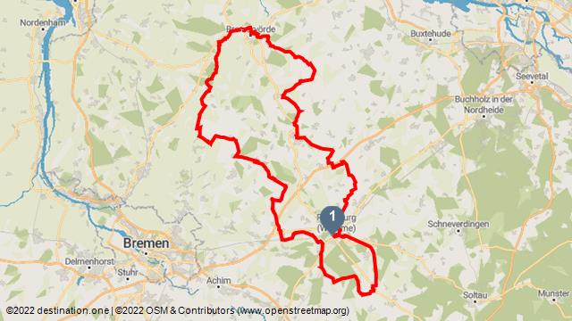 Tourenkarte: Königsschleife - Rennradtour im LK Rotenburg