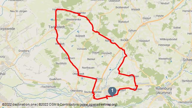 Tourenkarte: Westschleifchen - Rennradtour bei Sottrum
